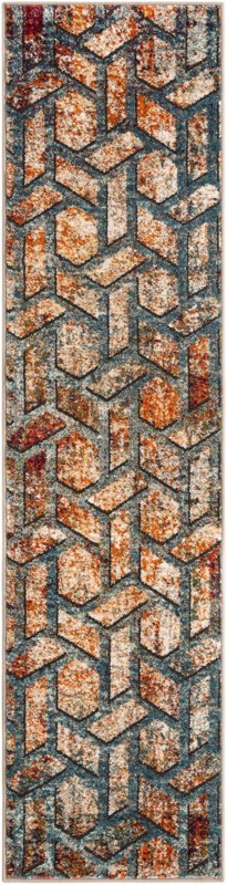 Blair · Geometric rug, orange and blue