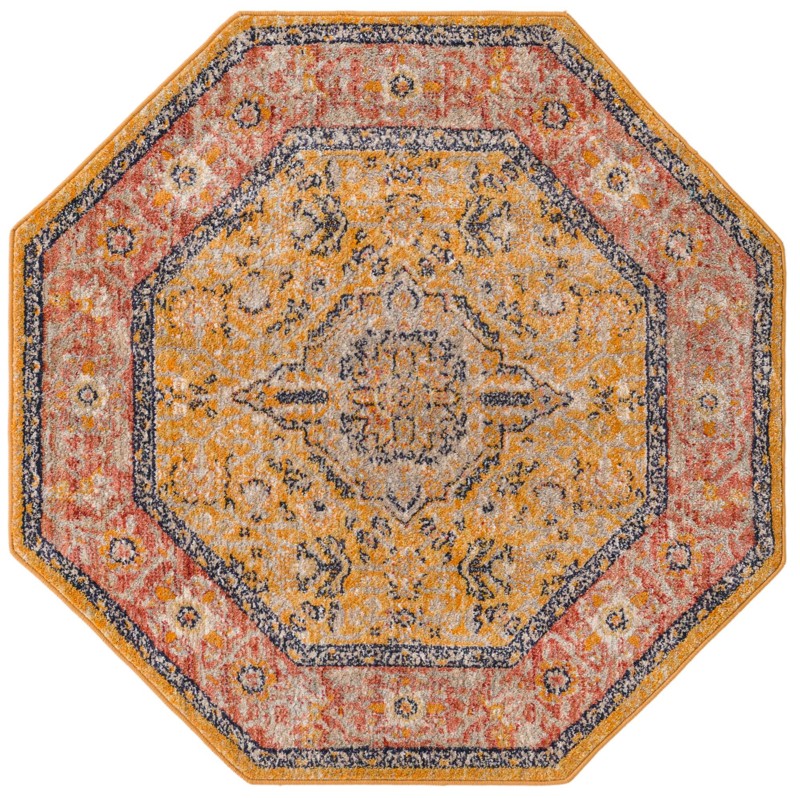 4' x 4' Thane · Border rug, yellow