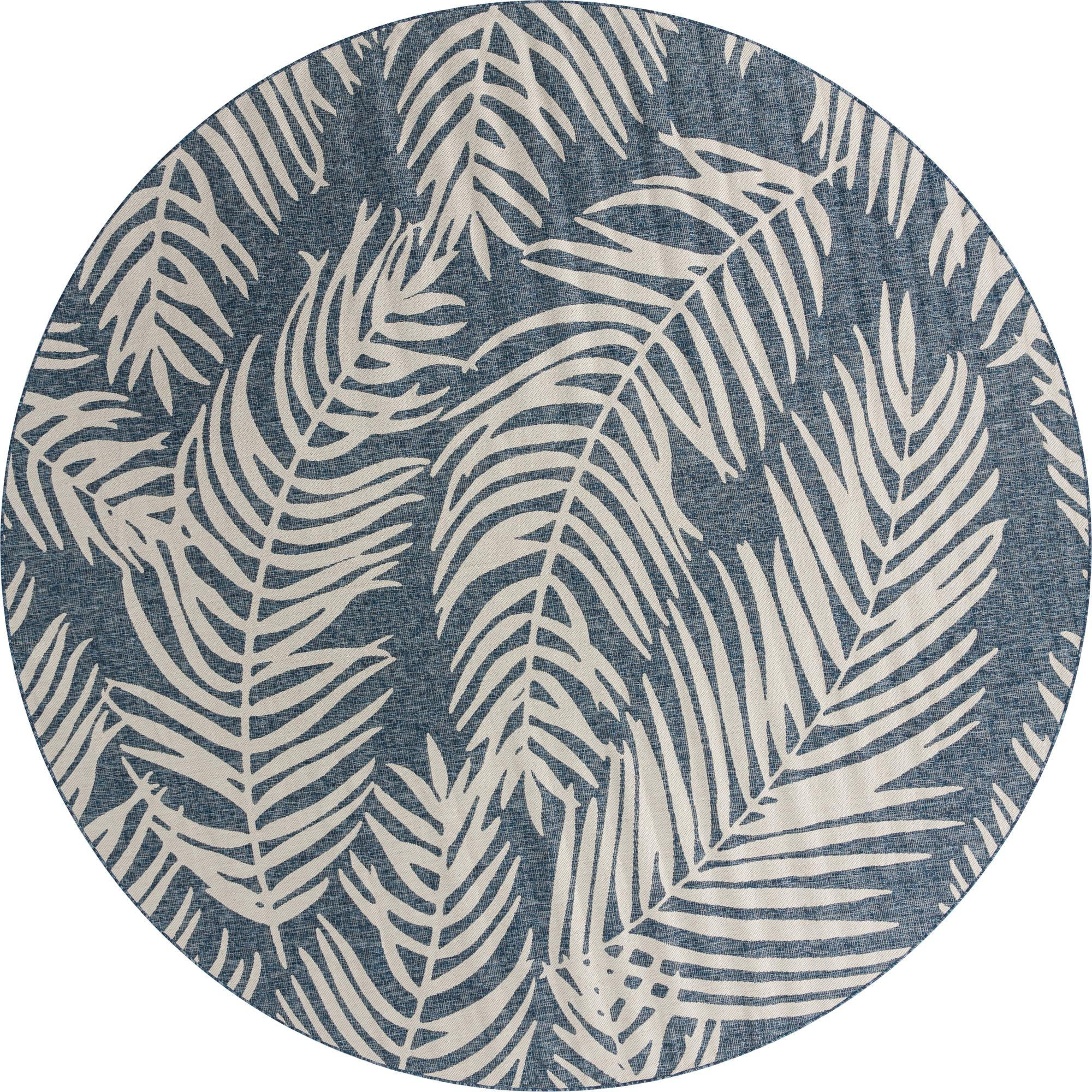 13' x 13' Moody · Floral / botanical Outdoor Rug, blue
