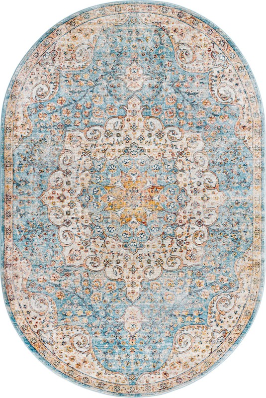 5' 3 x 8' Stanford · Medallion rug, blue