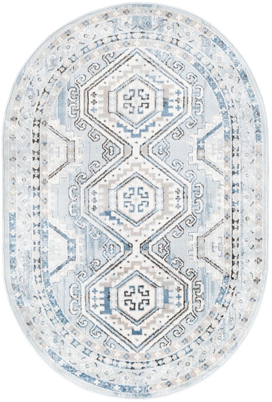 4' x 6' Harmon · Border rug, aqua blue