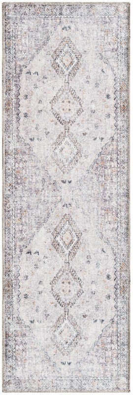 2' x 6' Hodges · Diamond medallion rug, ivory and gray