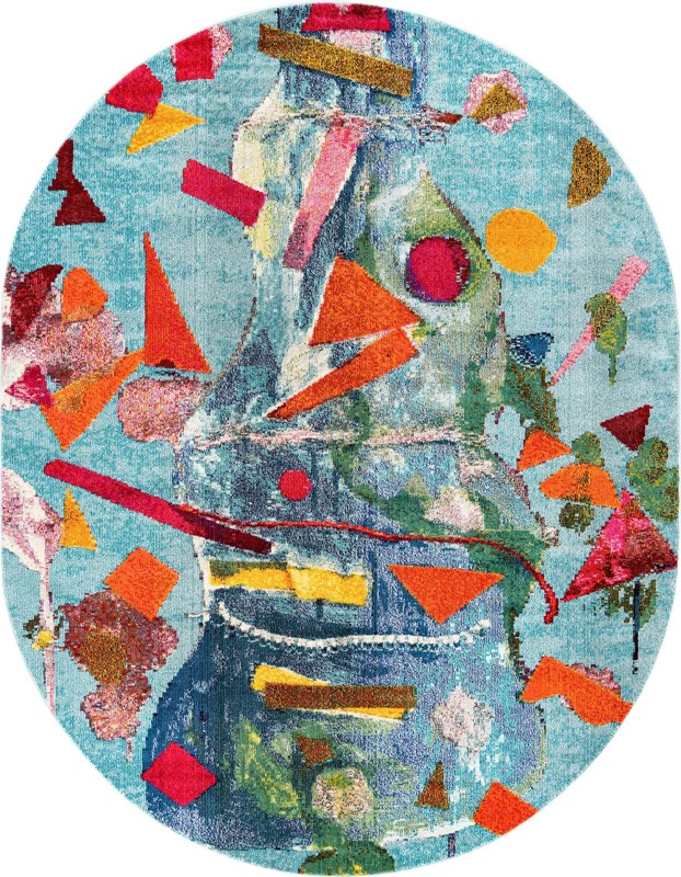 Romney · Abstract Washable Rug, aqua