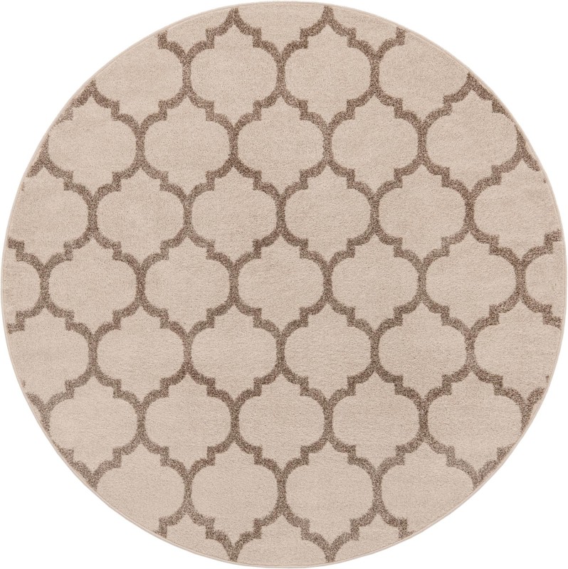 6' x 6' Arkwright · Lattice rug, beige and tan