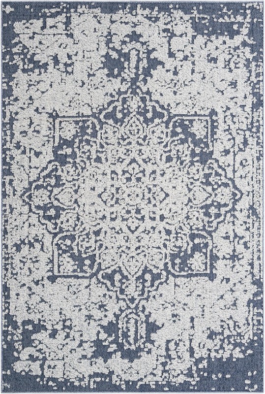 6' 1 x 9' Cotter · Medallion Outdoor Rug, navy blue