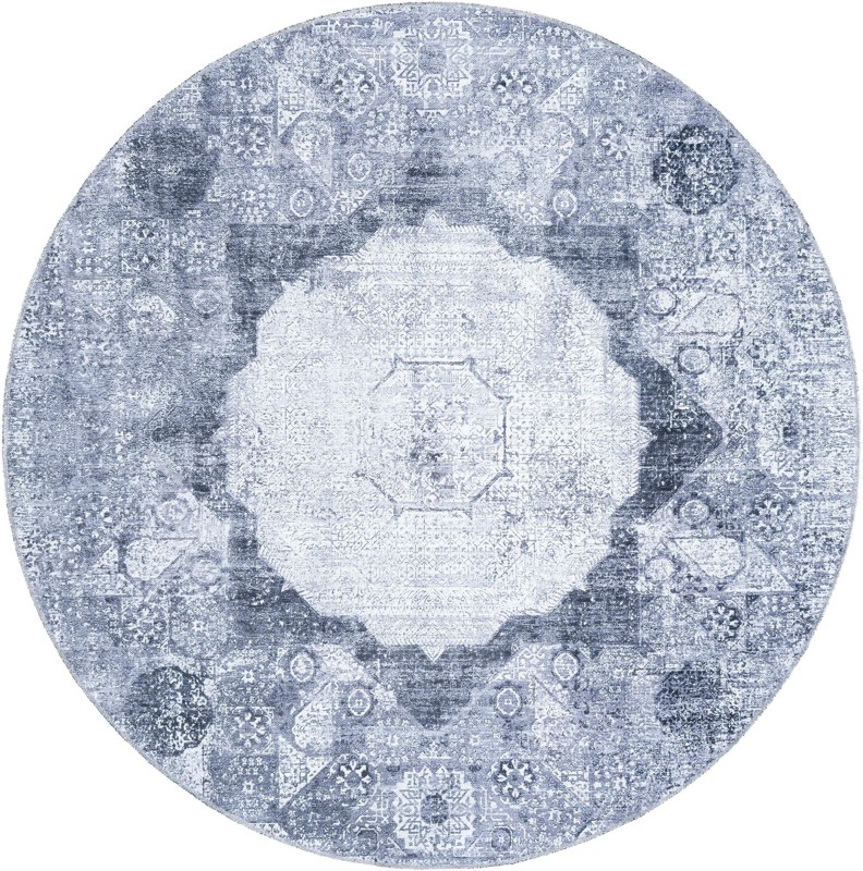 6' x 6' Fallowfield · Medallion Washable Rug, gray ivory