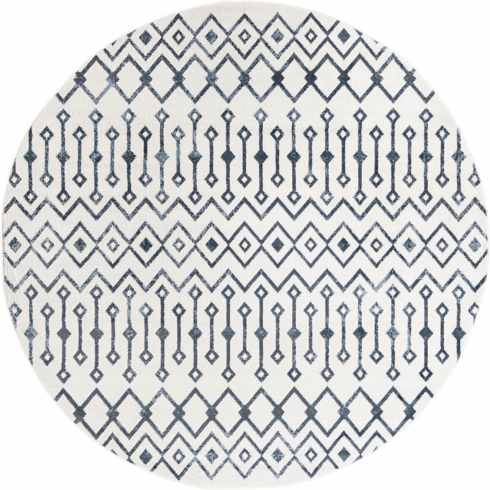 7' x 7' Eugene · Geometric rug, white and navy