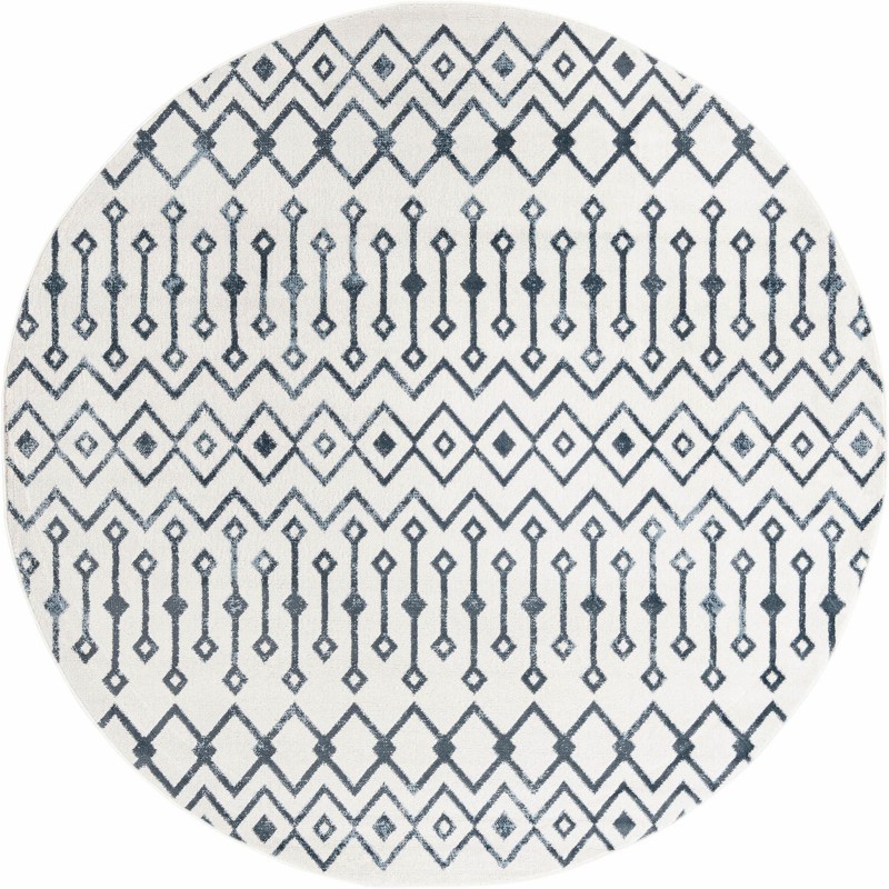 7' x 7' Eugene · Geometric rug, white and navy