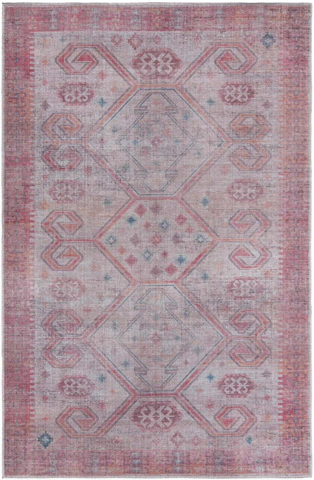 6' x 9' Bascom · Geometric medallion Washable Rug, rust and beige