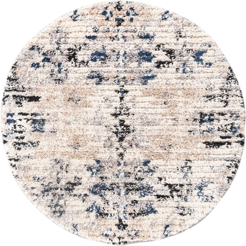3' x 3' Littleton · Tribal medallion rug, ivory and blue
