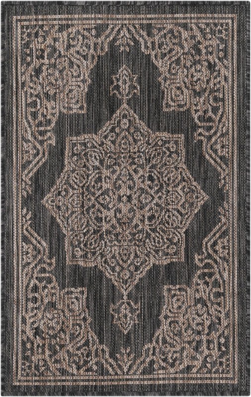 Rhys · Border Outdoor Rug, charcoal