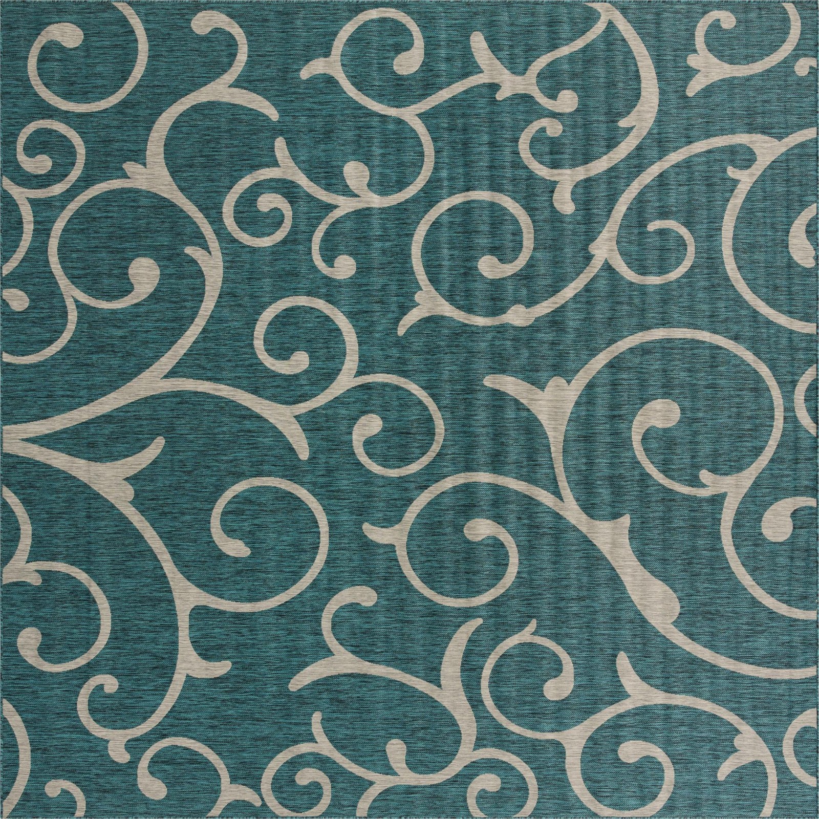 13' x 13' Shale · Floral / botanical Outdoor Rug, teal