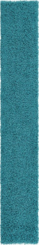2' 7 x 16' 5 Jameson · Solid shag rug, deep aqua blue