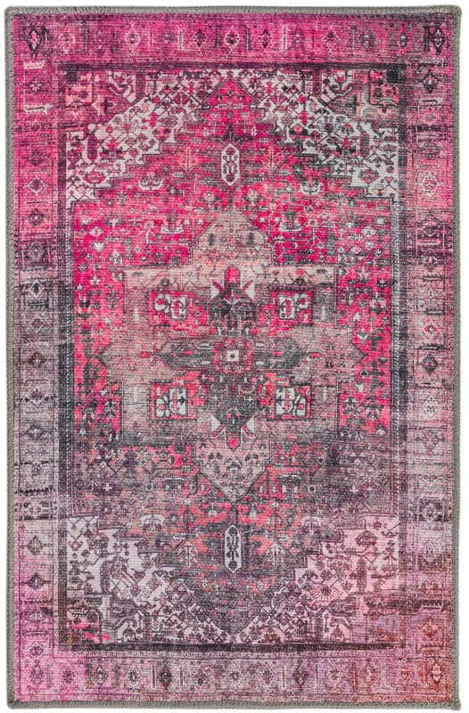 2' x 3' Clive · Border Washable Rug, pink