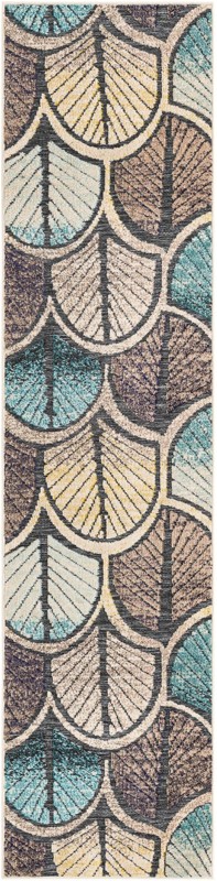 2' 7 x 10' Brice · Floral / botanical Outdoor Rug, gray blue ivory