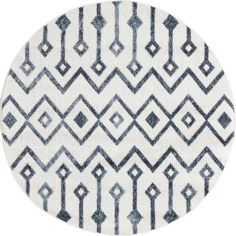 3' x 3' Eugene · Geometric rug, white and navy