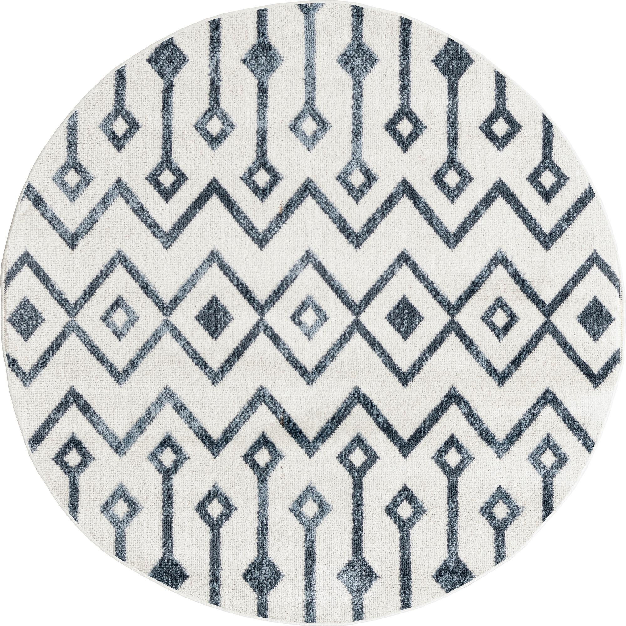 3' x 3' Eugene · Geometric rug, white and navy