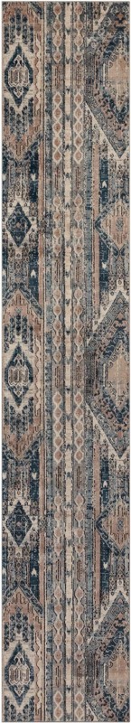 2' 2 x 12' Cardinal · Tribal striped rug, navy and beige