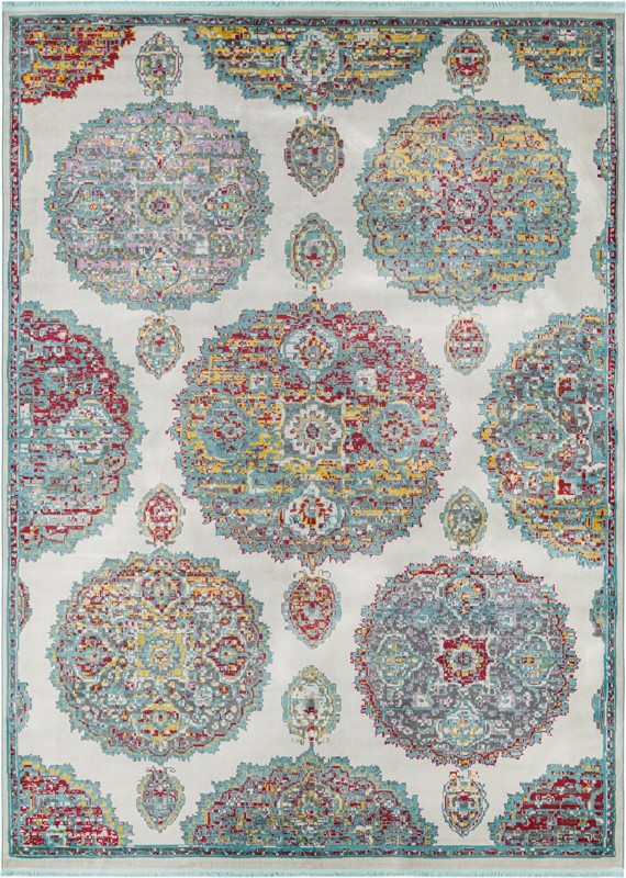 Mather · Medallion rug, cream and multi