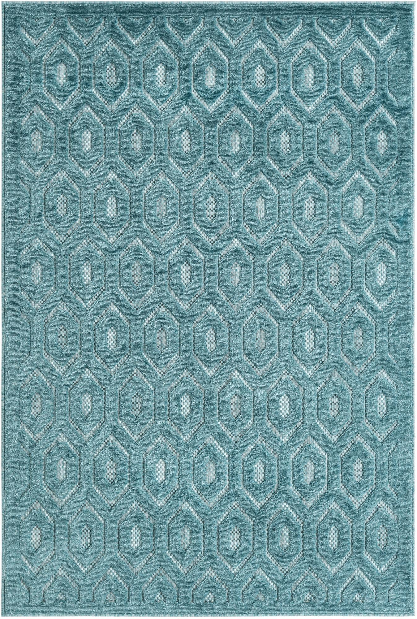 4' x 6' Roanoke · Geometric Outdoor Rug, aqua