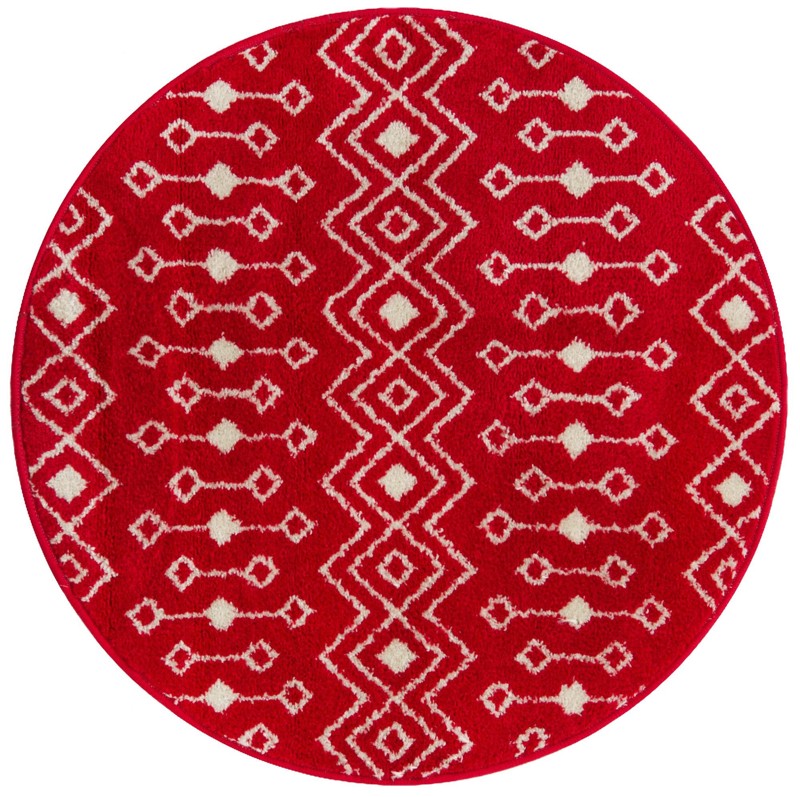 3' 3 x 3' 3 Boswell · Geometric trellis rug, burgundy and ivory