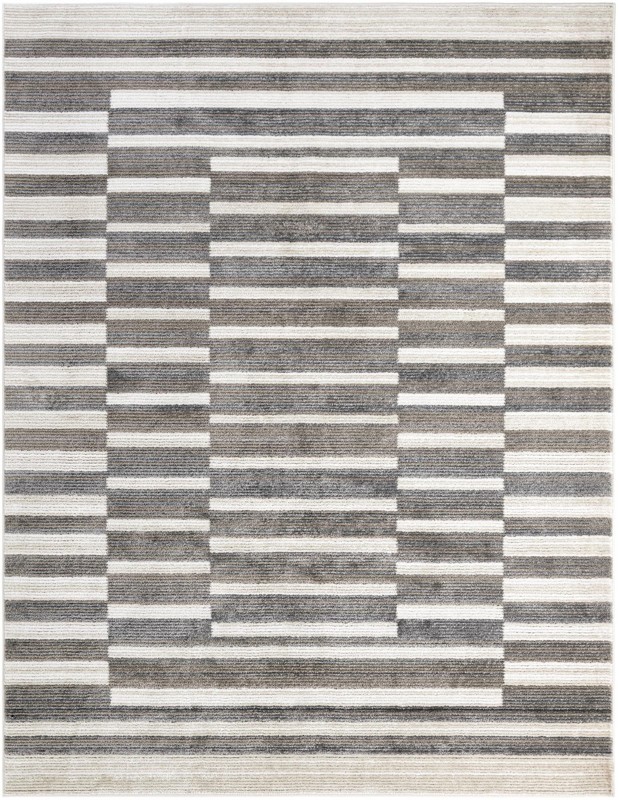 7' 10 x 10' Brandt · Geometric rug, gray and ivory