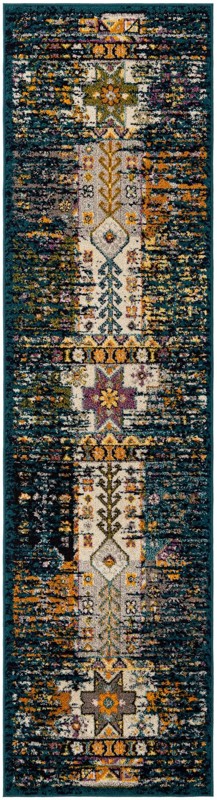 2' 7 x 10' Cloudberry · Border rug, teal