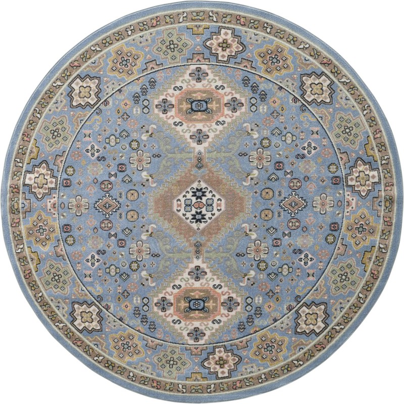 7' 10 x 7' 10 Middlebury · Border Washable Rug, light blue