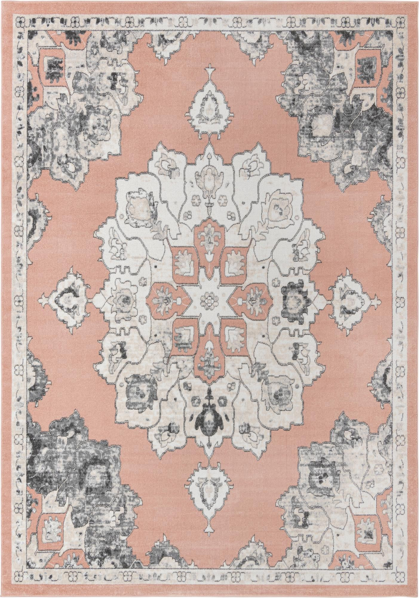 10' x 14' Nettle · Border rug, rose