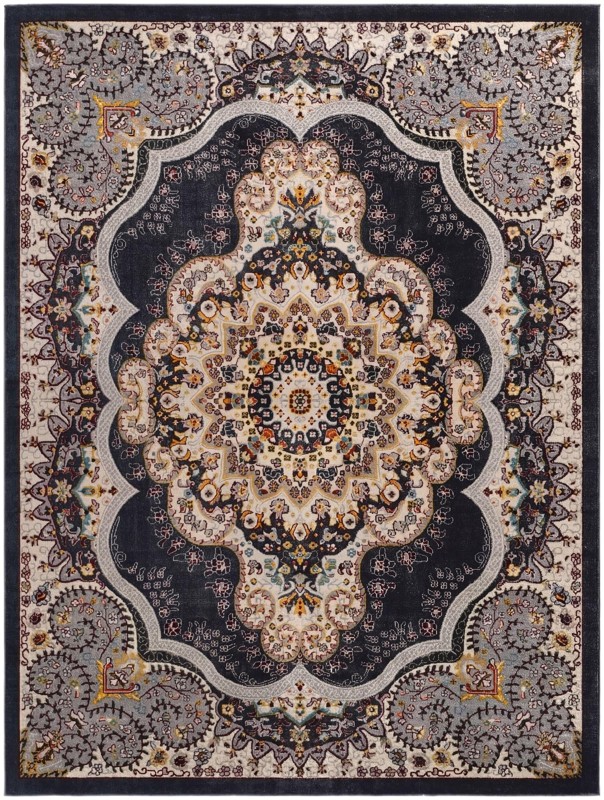 7' 10 x 10' Candlelight · Border Washable Rug, navy blue