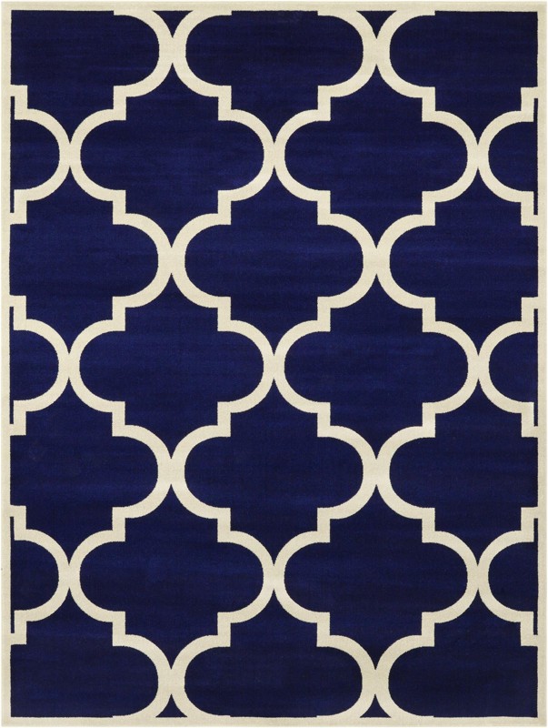 Audley · Trellis rug, navy and beige