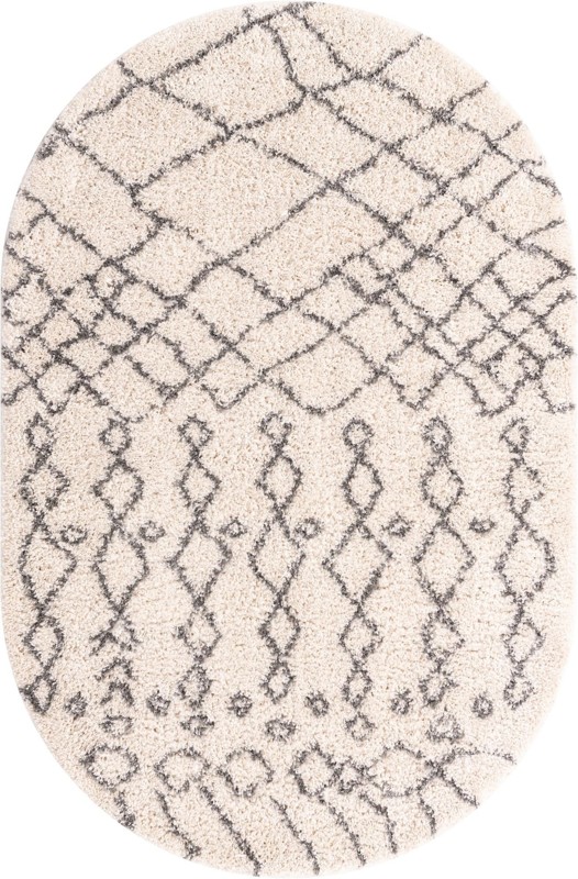 Jameson · Geometric shag rug, ivory and gray