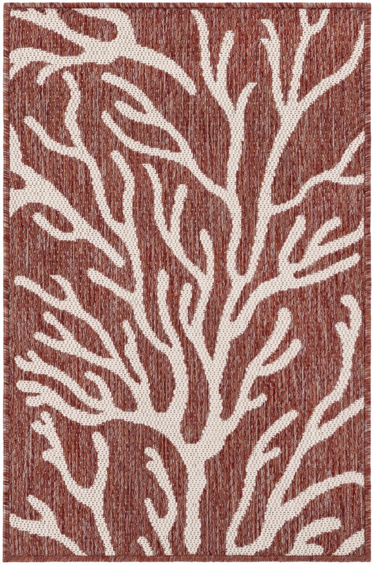2' x 3' Northfield · Floral / botanical Outdoor Rug, rust red