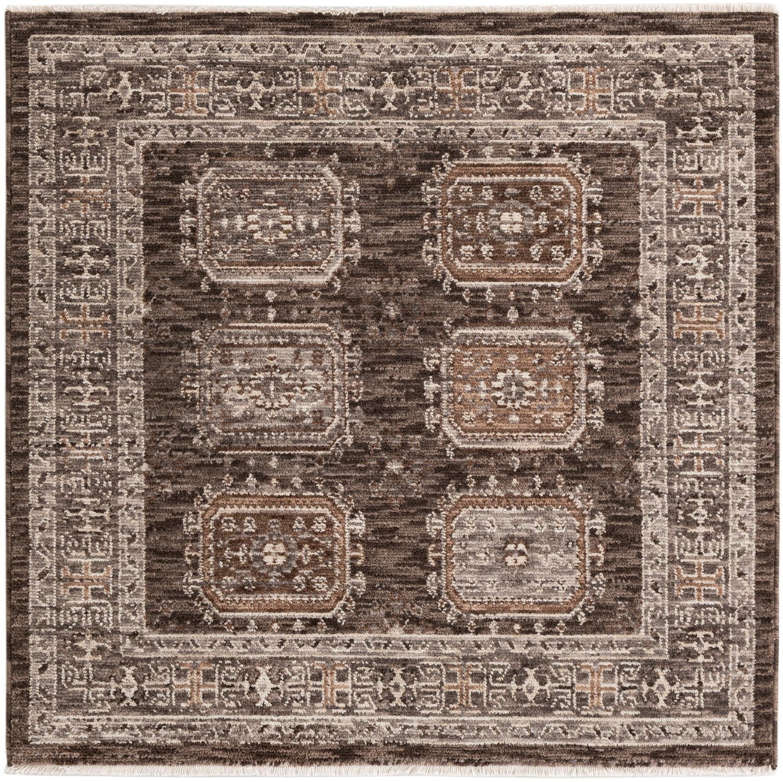 5' x 5' Oakley · Border rug, gray
