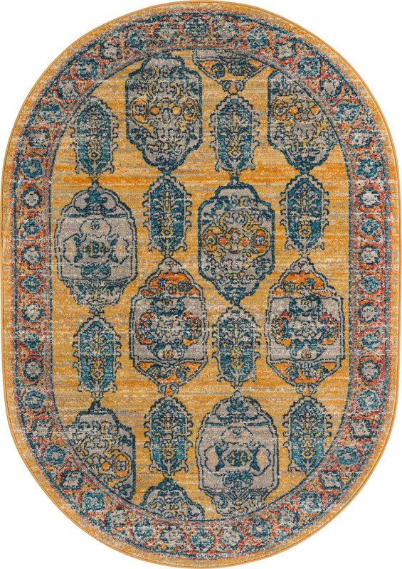 4' x 6' Pullman · Border rug, yellow