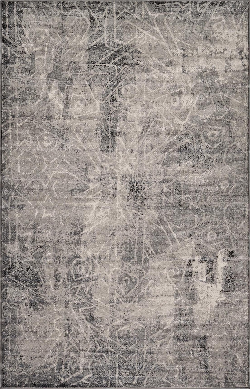 3' x 5' 3 Blakemore · Distressed medallion rug, gray and ivory