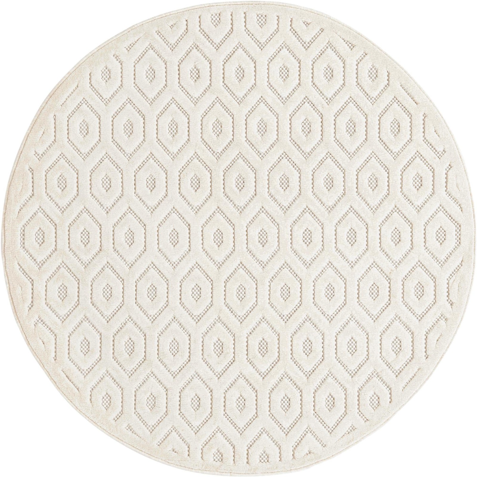 5' 3 x 5' 3 Roanoke · Geometric lattice Outdoor Rug, ivory