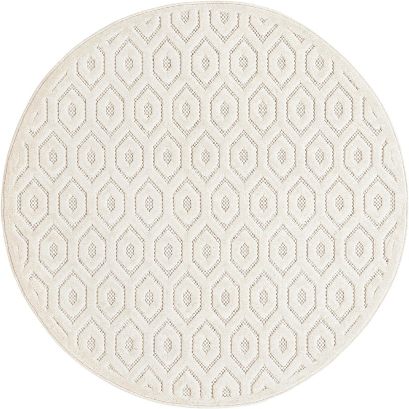 Roanoke · Geometric lattice Outdoor Rug, ivory