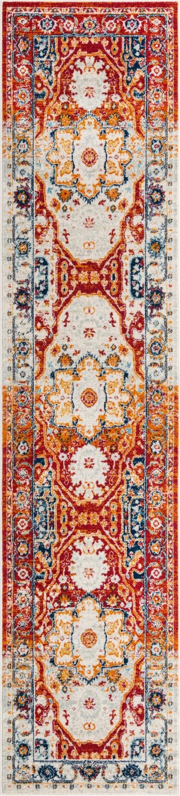3' x 13' Pierce · Medallion rug, rust and navy
