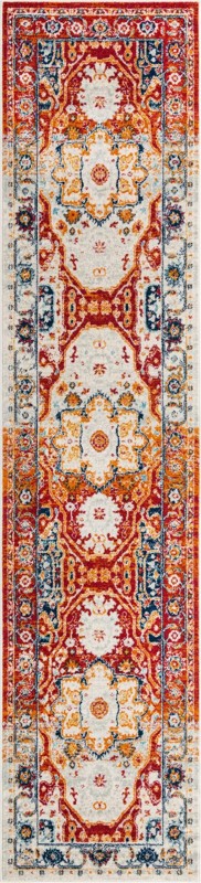 3' x 13' Pierce · Medallion rug, rust and navy