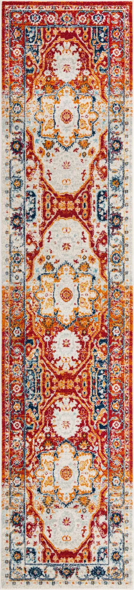 3' x 13' Pierce · Medallion rug, rust and navy