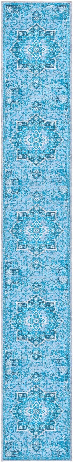 2' x 13' Rideout · Medallion Washable Rug, aqua and navy