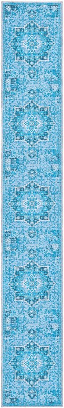 2' x 13' Rideout · Medallion Washable Rug, aqua and navy
