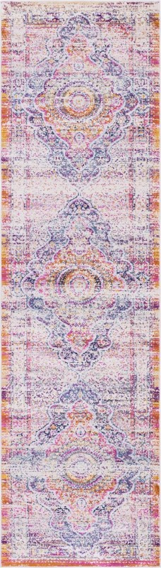 2' 7 x 9' 6 Leaver · Border rug, red