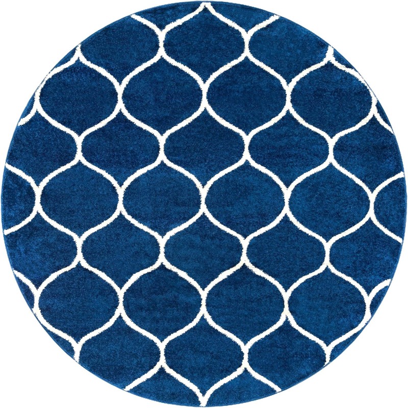 6' x 6' Ingram · Lattice rug, navy and ivory