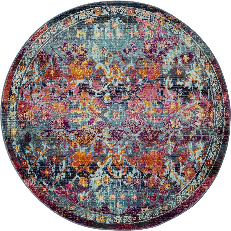3' 7 x 3' 7 Foley · Border rug, red
