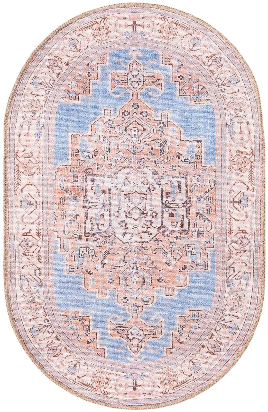 2' x 3' Boone · Medallion Washable Rug, blue and beige