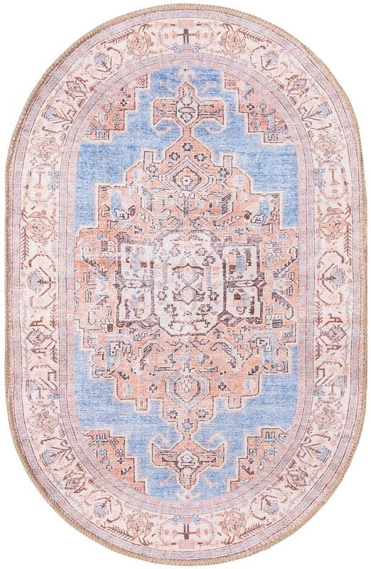 2' x 3' Boone · Medallion Washable Rug, blue and beige
