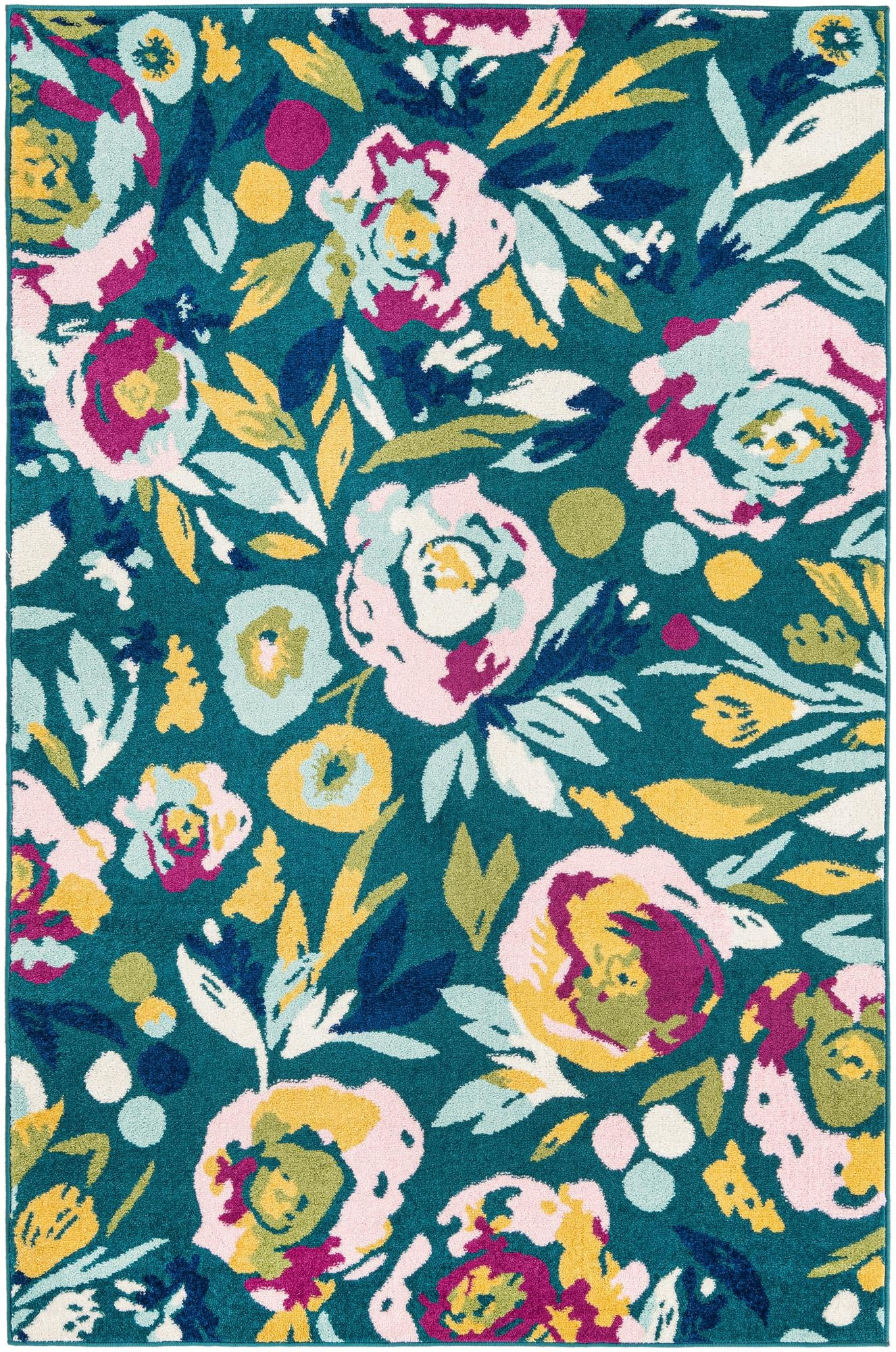 5' 3 x 8' Millicent · Floral / botanical rug, teal