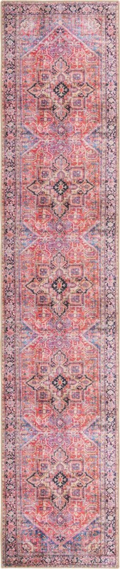 2' 6 x 12' Bismarck · Border Washable Rug, red